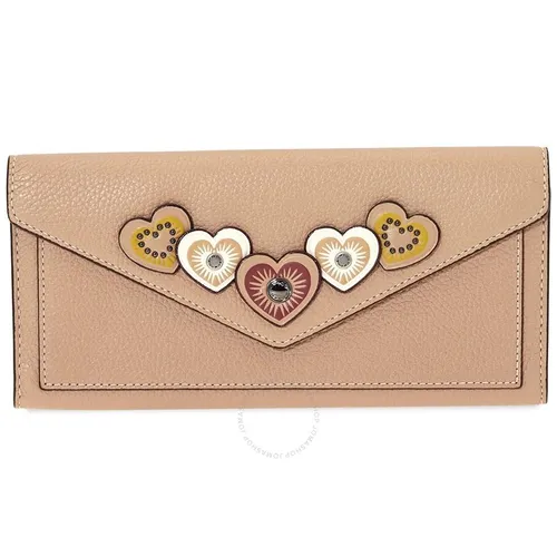 Ví Cầm Tay Coach Ladies Continental Leather Wallet-Beige Màu Be